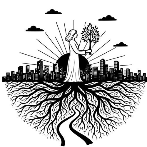 Twelve 1-on-1 Sessions A person in with a backpack and walking stick hikes through mountains and forests